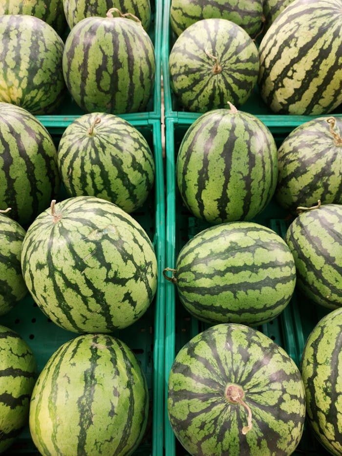 Crafting Captivating Headlines: Your awesome post title goes here A vibrant display of fresh watermelons in green baskets, showcasing their striped rind and juicy appeal.